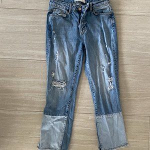 Zara Patch Bottom Jeans with Rips